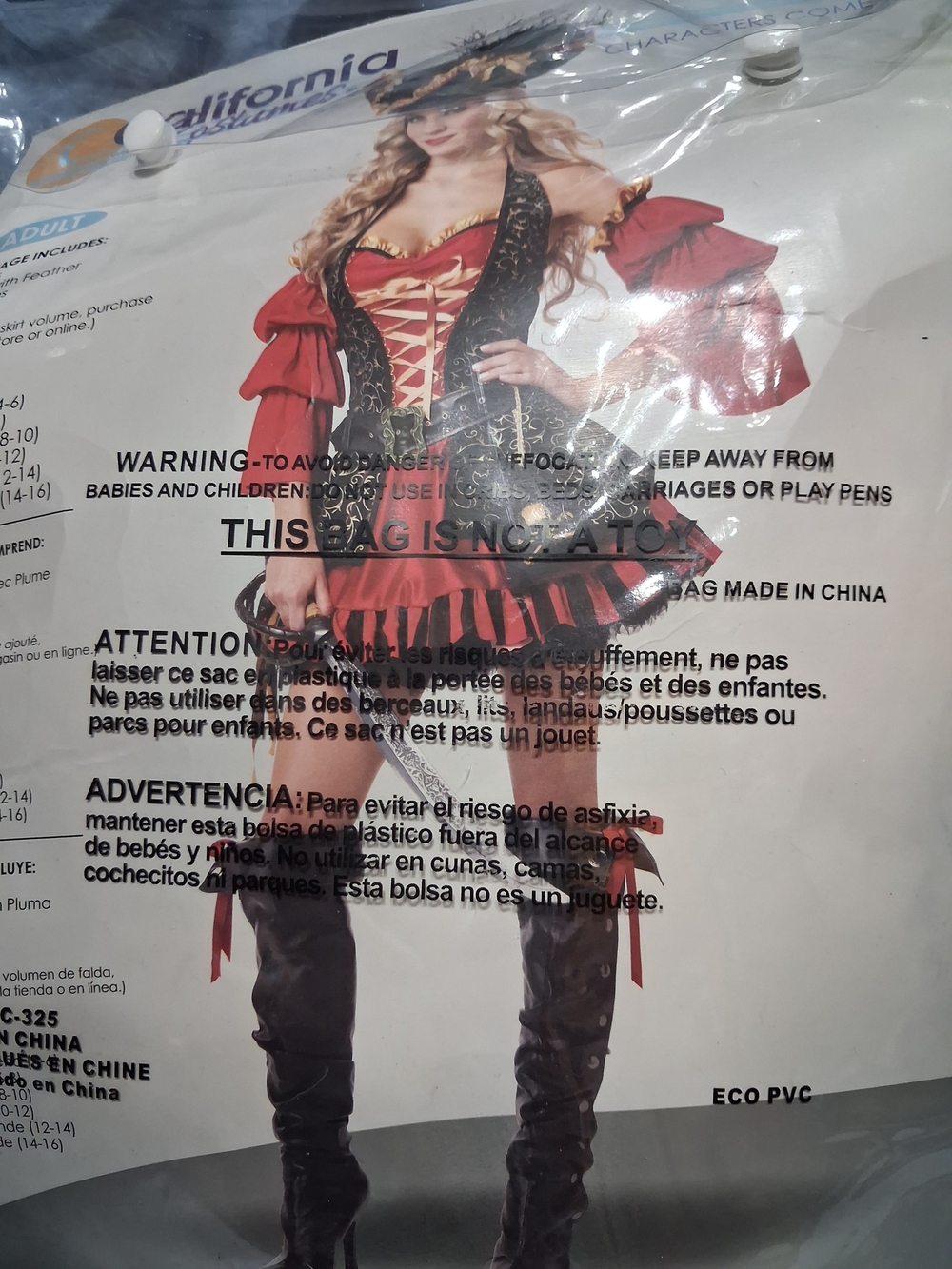 California Costumes Red and Black Pirate Lass Costume